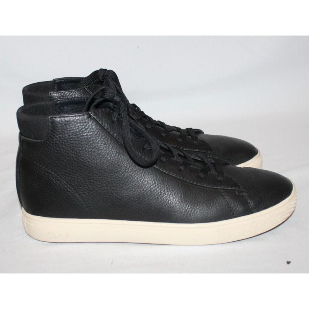 Clae Bradley Mid Black Leather Men's Premium Casual Sneakers NWOB SZ 6.5 $200